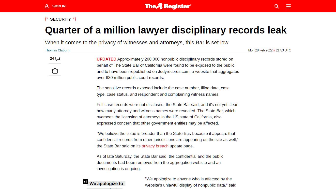 250,000-plus lawyer disciplinary records leak • The Register